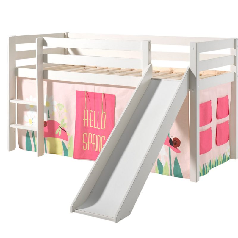Pino lot avec lit compact avec toboggan blanc  et une housse spring