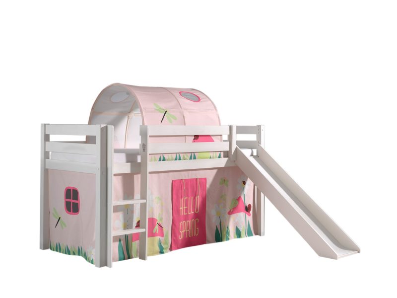 Pino lot avec lit compact avec toboggan blanc, une housse spring et un tunnel spring
