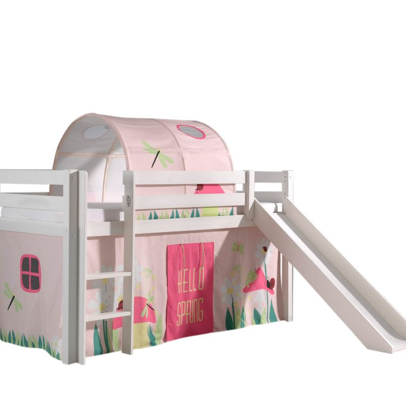 Pino lot avec lit compact avec toboggan blanc, une housse spring et un tunnel spring