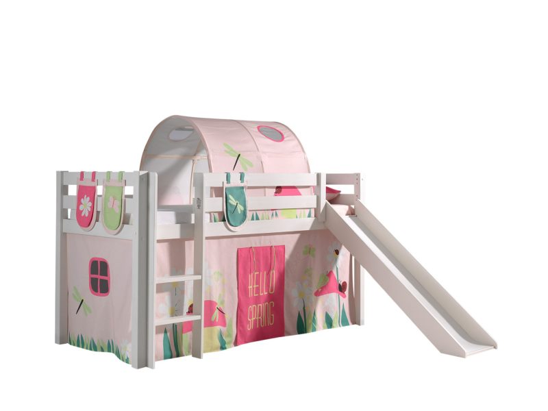 Pino lot avec lit compact avec toboggan blanc, une housse spring, 3 sachets spring et un tunnel spring