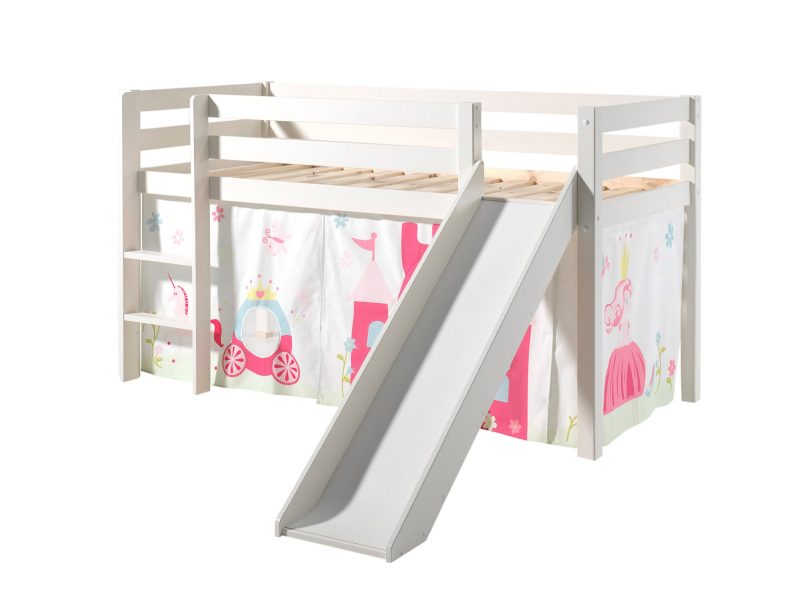 Pino lot avec lit compact avec toboggan blanc  et une housse princesse