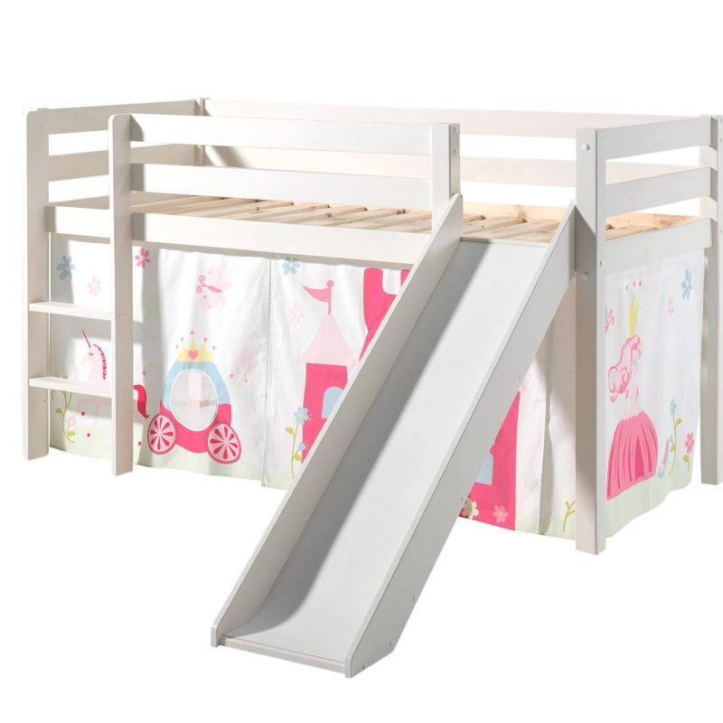 Pino lot avec lit compact avec toboggan blanc  et une housse princesse