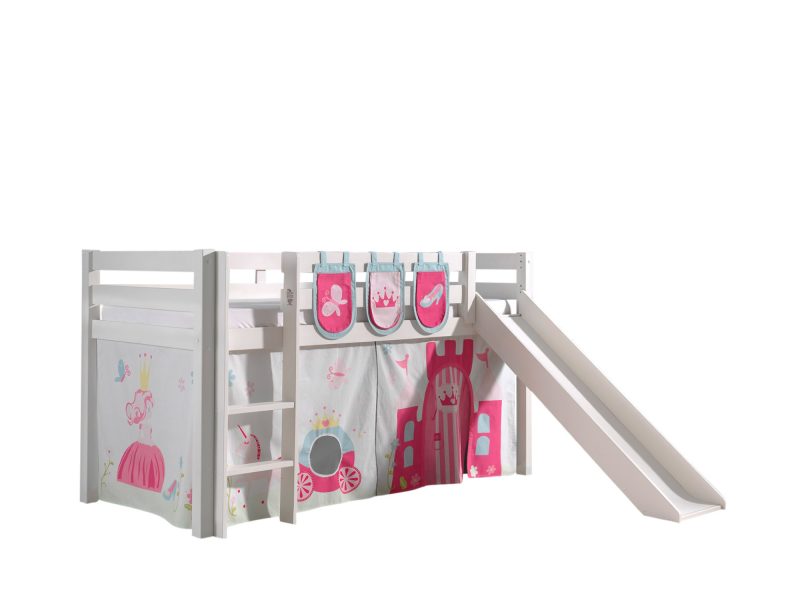 Pino lot avec lit compact avec toboggan blanc, une housse princesse et 3 sachets princesse