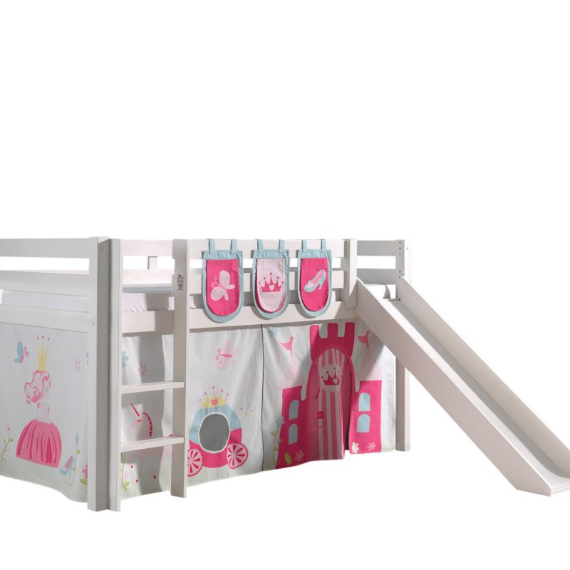 Pino lot avec lit compact avec toboggan blanc, une housse princesse et 3 sachets princesse