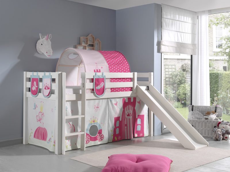 Pino lot avec lit compact avec toboggan blanc, une housse princesse, 3 sachets princesse et un tunnel princesse - Image 5
