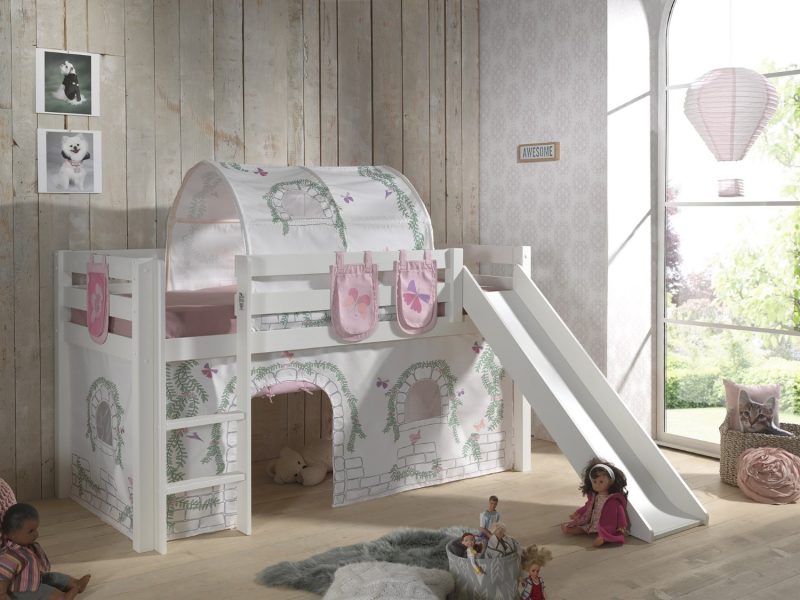 Pino lot avec lit compact avec toboggan blanc, housse birdy, 3 sachets birdy et tunnel birdy - Image 5