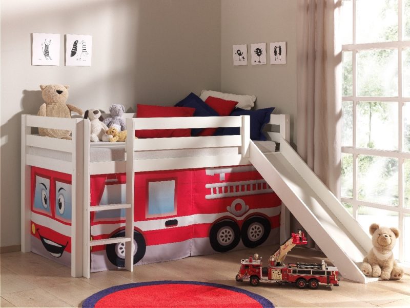 Pino avec lit compact avec toboggan blanc  et housse fire rescue - Image 5