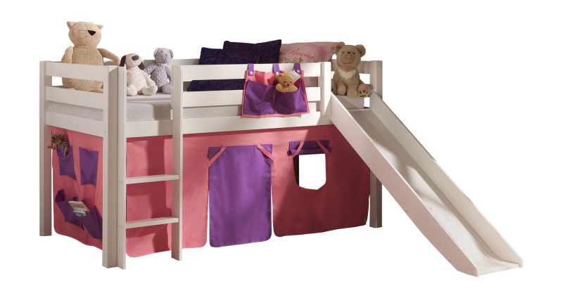 Pino lot avec lit compact avec toboggan blanc  et housse bella