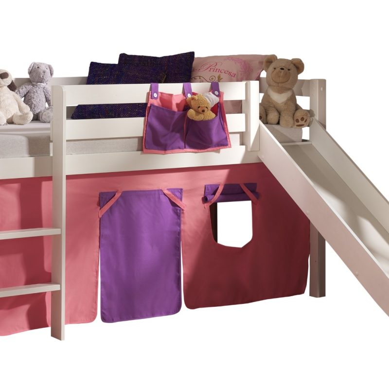 Pino lot avec lit compact avec toboggan blanc  et housse bella
