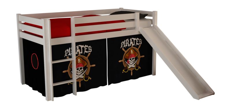 Pino lot avec lit compact avec toboggan blanc  et housse pirates