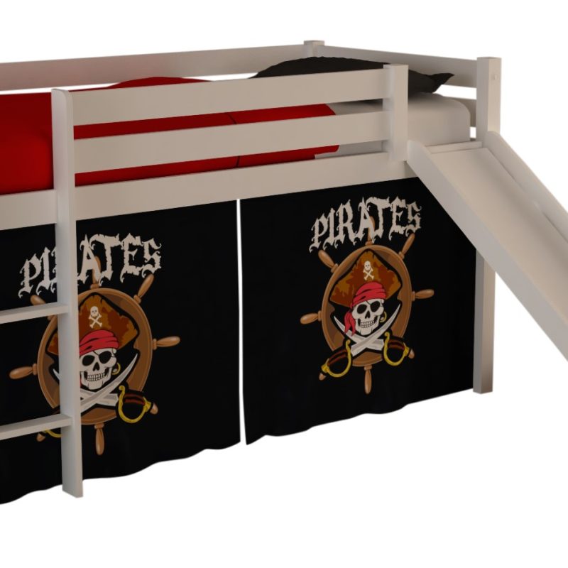 Pino lot avec lit compact avec toboggan blanc  et housse pirates