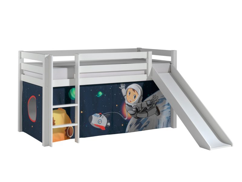 Pino lot avec lit compact avec toboggan blanc et housse space