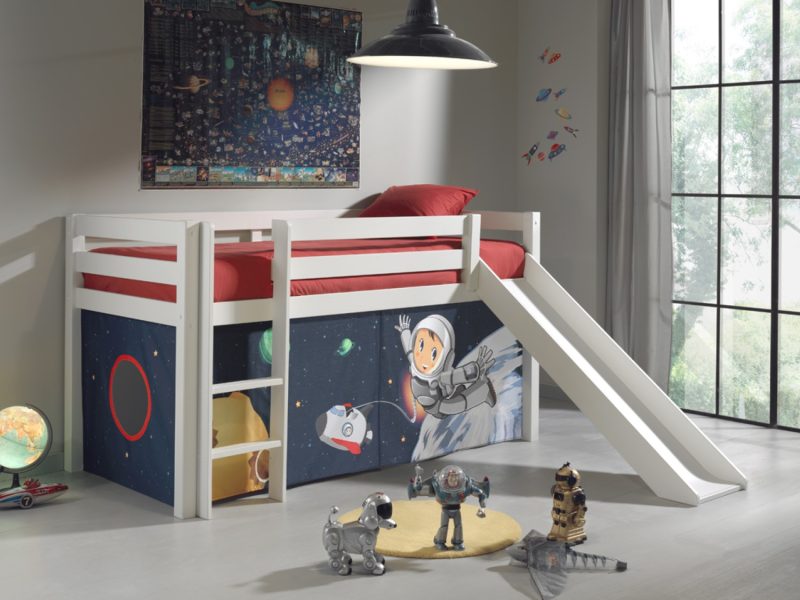 Pino lot avec lit compact avec toboggan blanc et housse space - Image 2