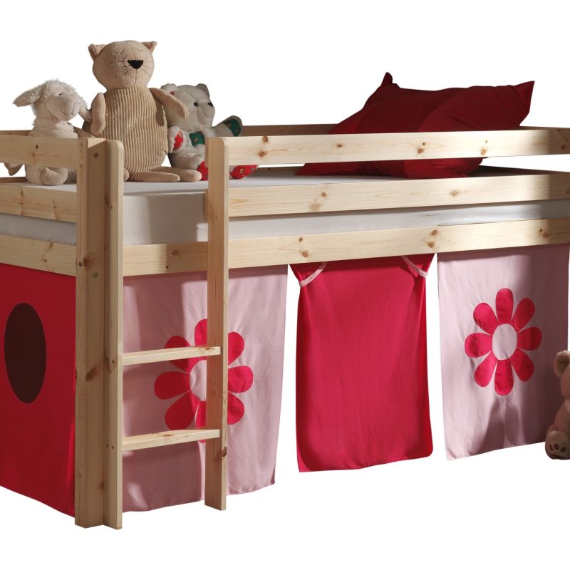 Pino lot avec lit compact nature et housse pink flower