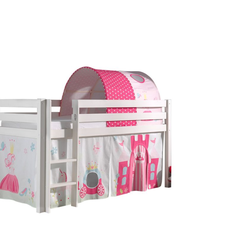 Pino lot avec lit compact blanc et housse et tunnel princesse