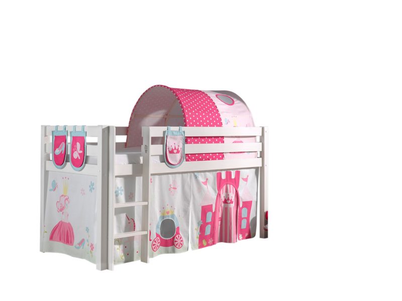 Pino lot avec lit compact blanc, housse princesse, 3 sachets et un tunnel princesse