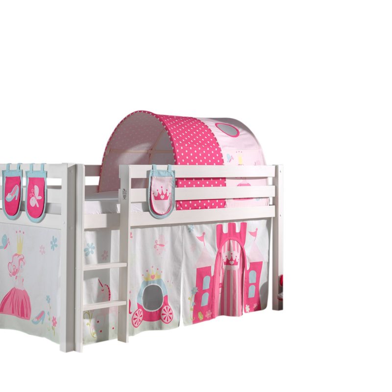 Pino lot avec lit compact blanc, housse princesse, 3 sachets et un tunnel princesse