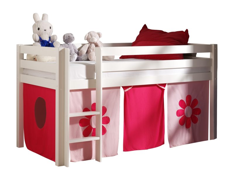 Pino lot avec lit compact blanc et housse pink flower