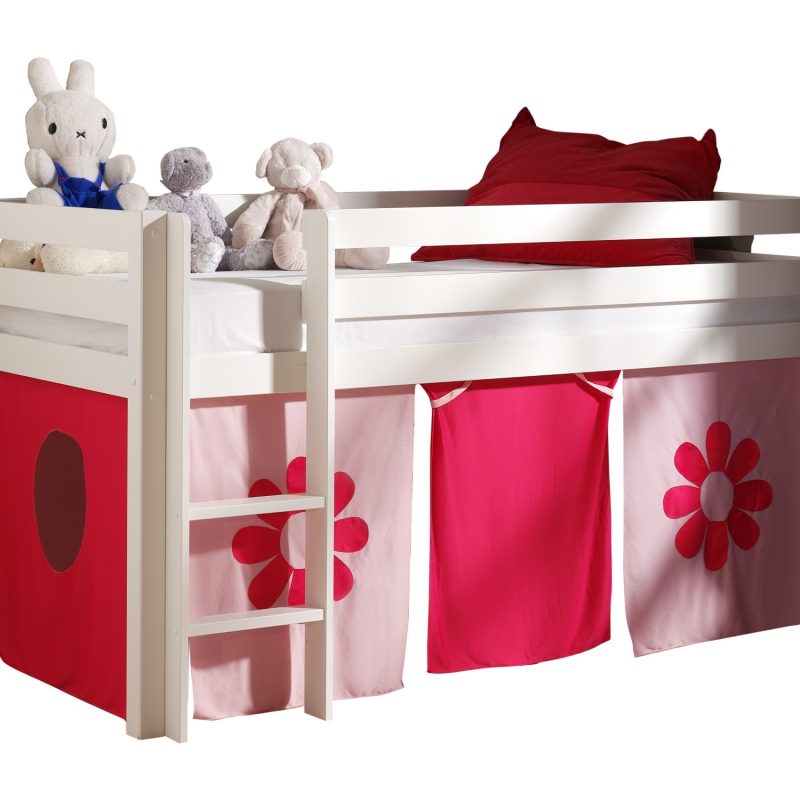 Pino lot avec lit compact blanc et housse pink flower
