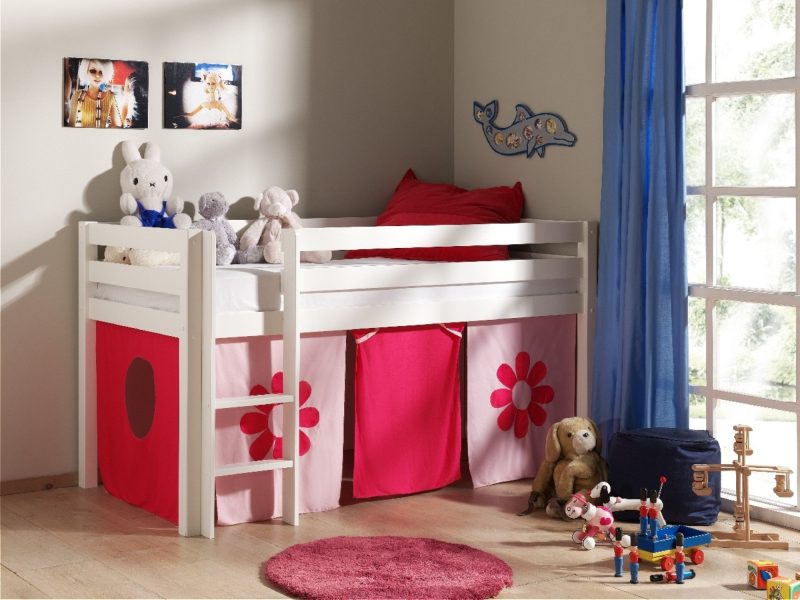 Pino lot avec lit compact blanc et housse pink flower - Image 2