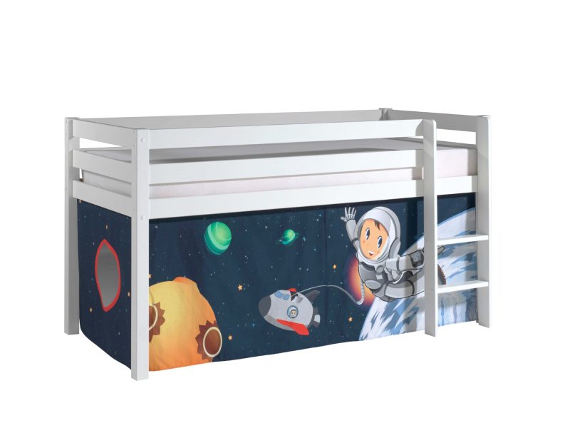 Pino lot avec lit compact blanc et housse space