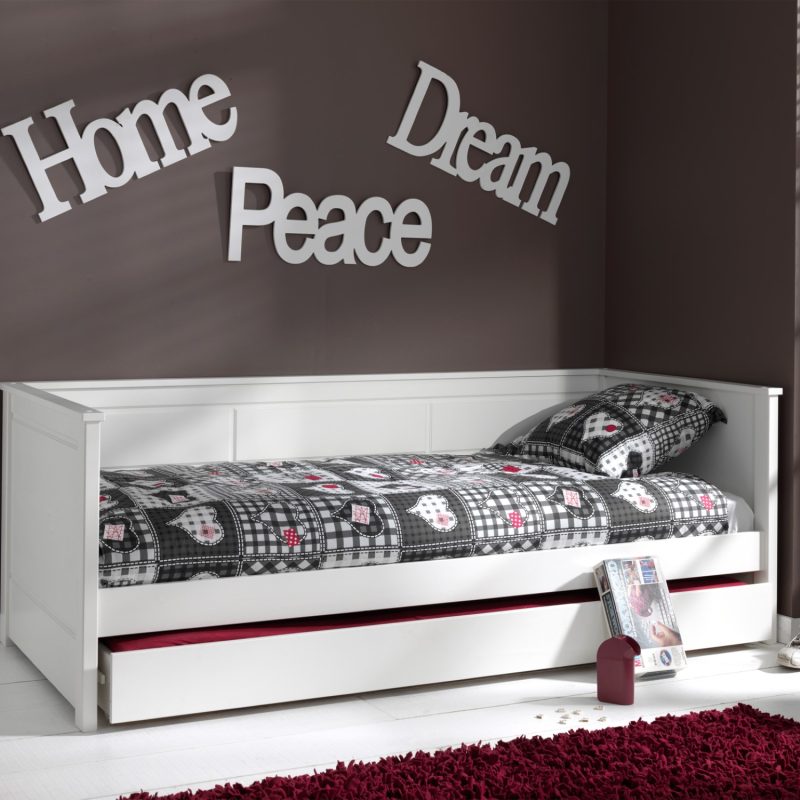 Pino lot avec lit capitain blanc et lit gigogne 90x195cm blanc