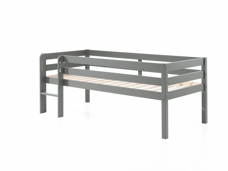 Pino lot avec lit compact echelle , 3 tiroirs gris pour lit et tablette penderie  en gris - Image 2