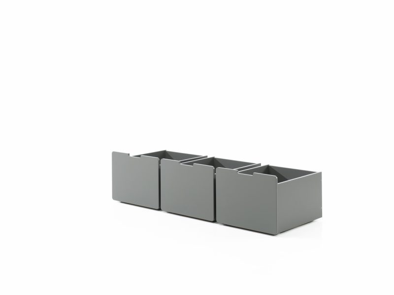 Pino lot avec lit compact echelle , 3 tiroirs gris pour lit et tablette penderie  en gris - Image 3