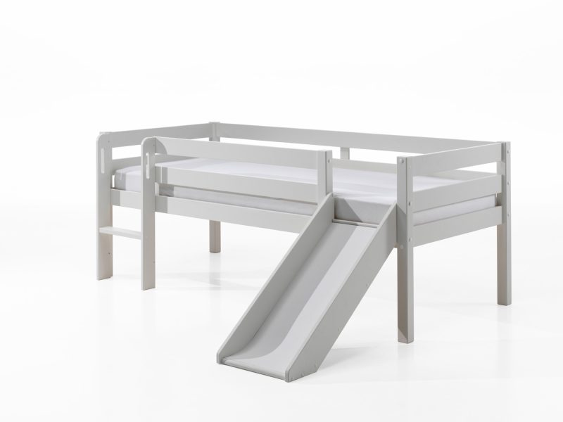Pino lot avec lit compact echelle, toboggan blanc et 2 tiroirs blanc pour lit - Image 3