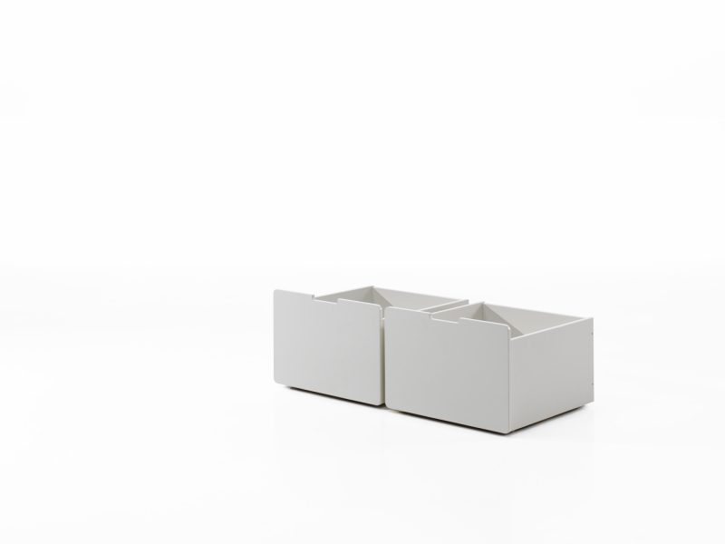 Pino lot avec lit compact echelle, toboggan, 2 tiroirs pour lit et tablette penderie en blanc - Image 3