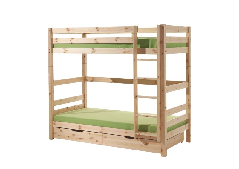 Pino lot avec lit superposé (180cm) natur et 2 tiroirs nature