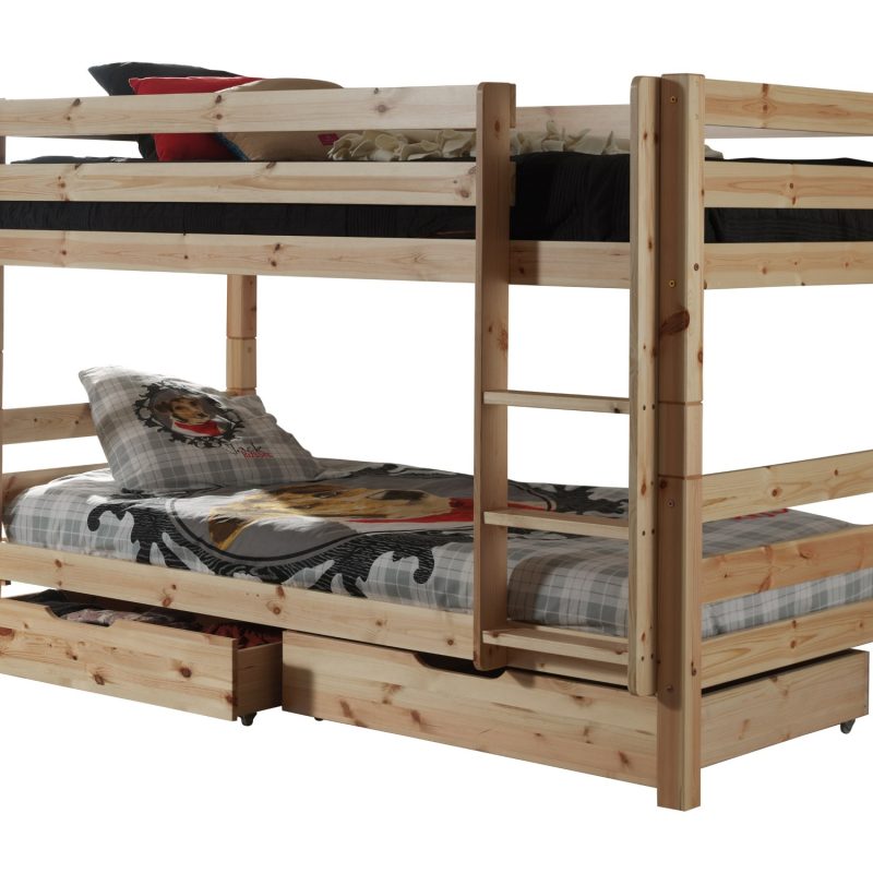 Pino lot avec lit superposé (140cm) naturel et 2 tiroirs naturel