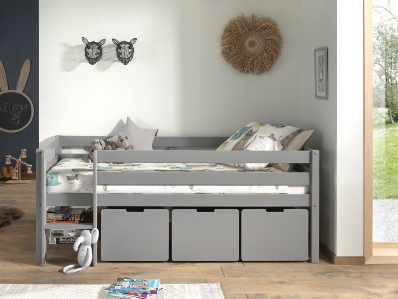 Pino 3 tiroirs gris pour lit - Image 2