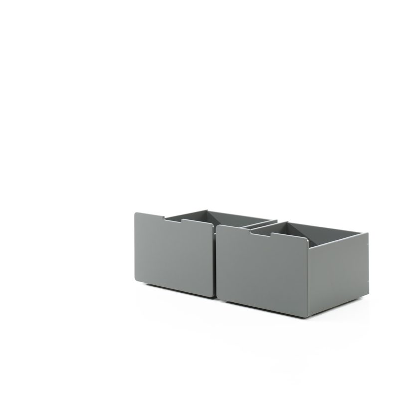 Pino 2 tiroirs gris pour lit