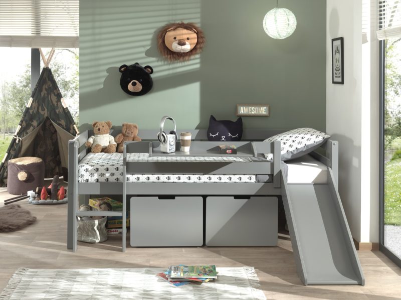 Pino 2 tiroirs gris pour lit - Image 2