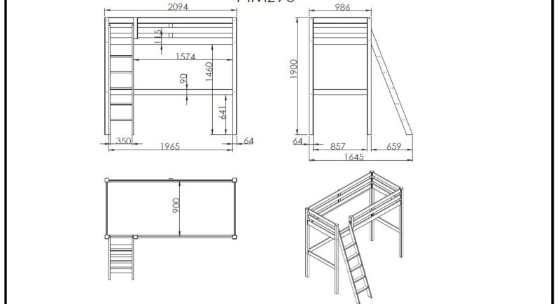 Pino mezzanine 90x200cm blanc - Image 3