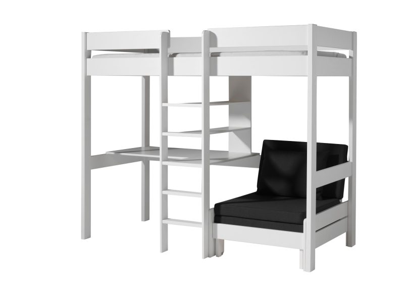 Lit mezzanine avec fauteuil blanc