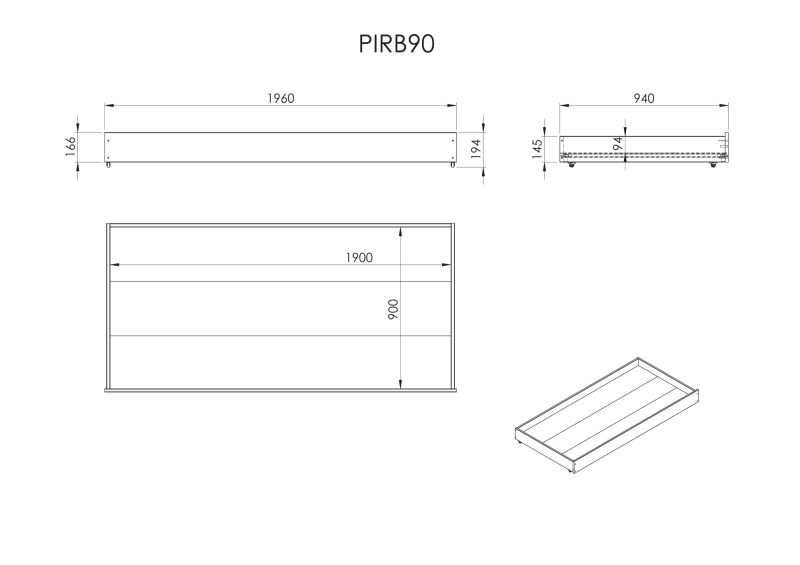Pino lit gigogne 90x195cm blanc - Image 3