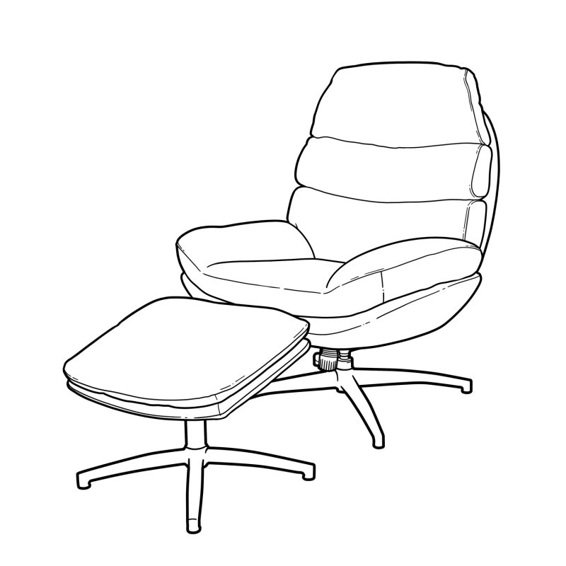 Fauteuil relax avec pouf, beige - Image 5