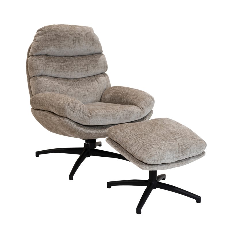 Fauteuil relax avec pouf, taupe - Image 2
