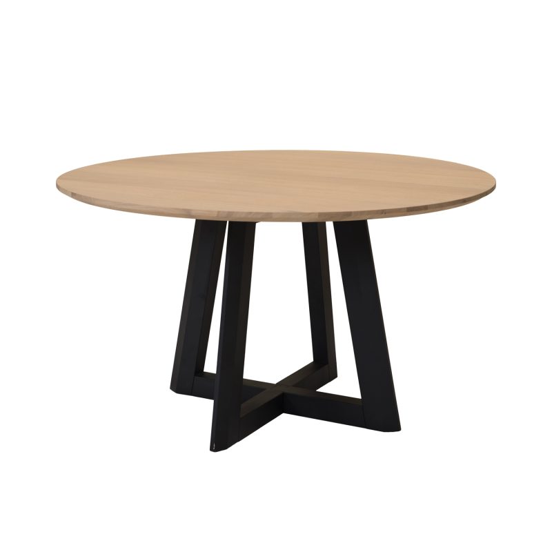 Table ronde en chêne avec pied en bois - Image 2