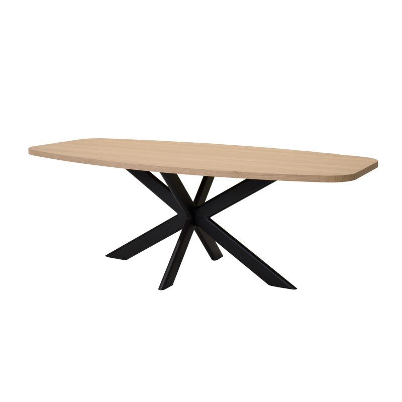 Table de salle à manger en chêne avec pied en métal éclipse. - Image 2