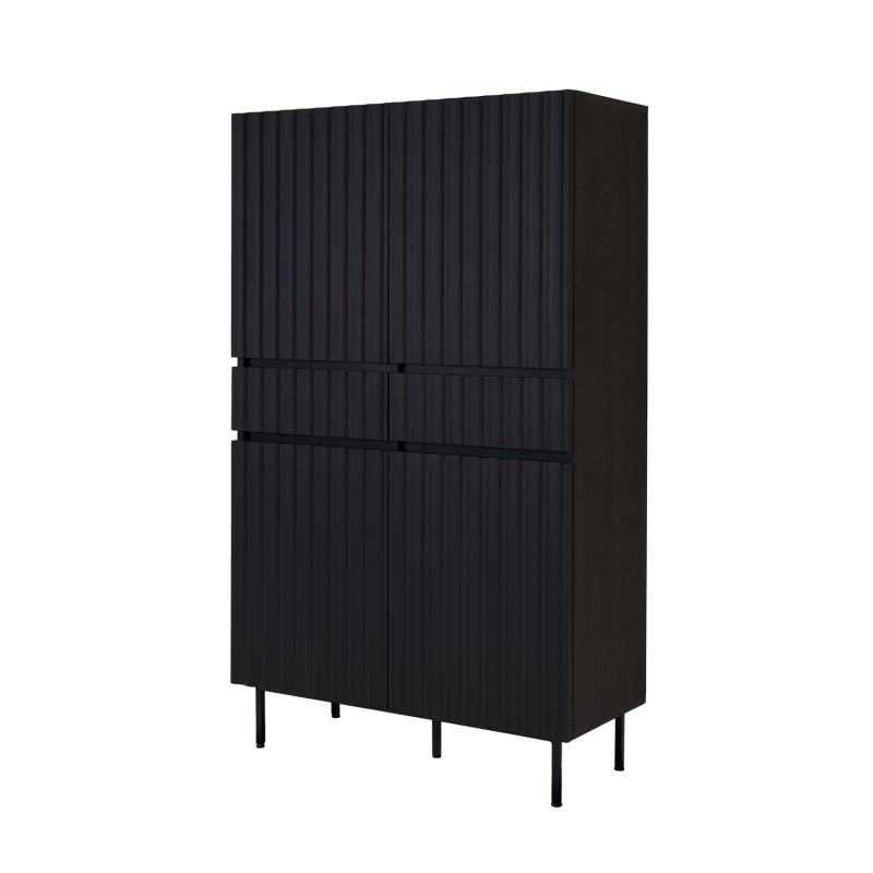 Meuble de bar en chêne 2 tiroirs et 4 portes en wengé foncé - Image 2