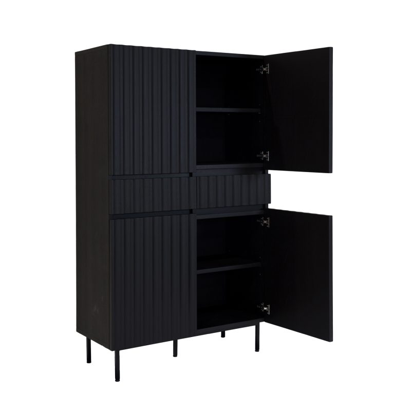 Meuble de bar en chêne 2 tiroirs et 4 portes en wengé foncé - Image 3