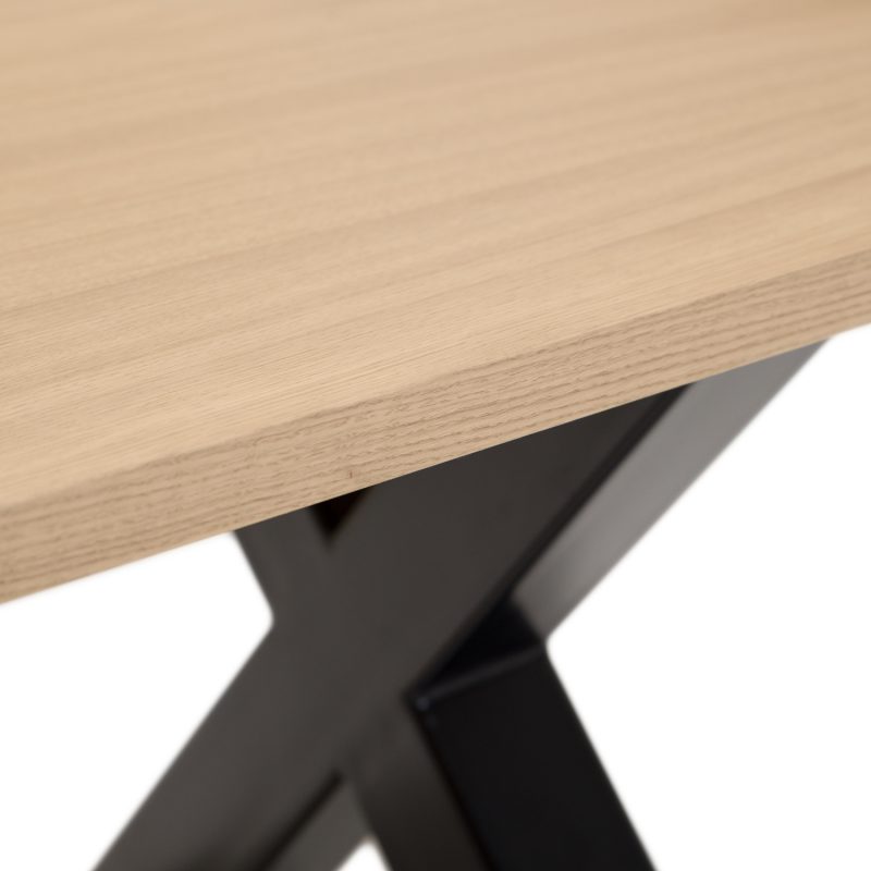 Table à rallonge en chêne avec pied en x en métal - Image 5