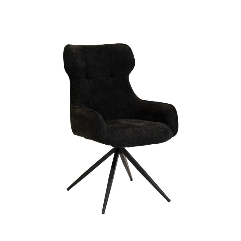 Chaise de salle à manger avec accoudoir, couleur noire - Image 2