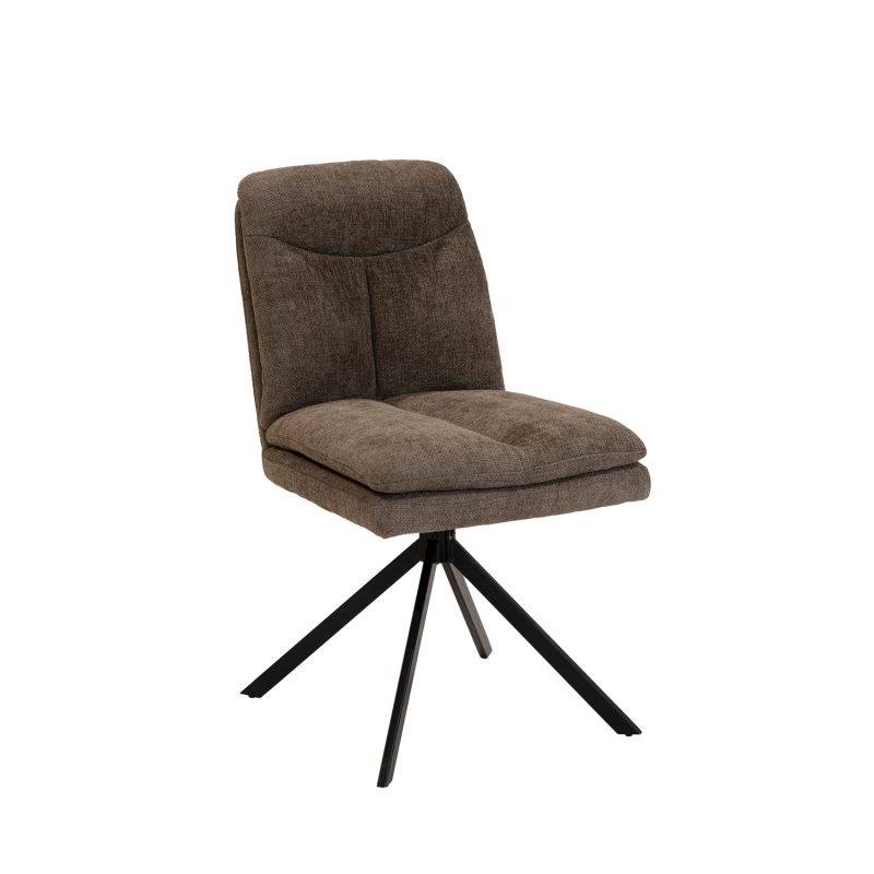 Chaise de salle à manger en velours marron doux - Image 2