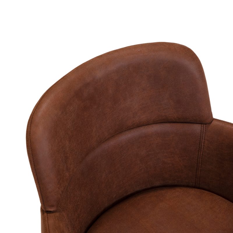 Fauteuil pivotant en tapisserie d'ameublement brun taureau - Image 4