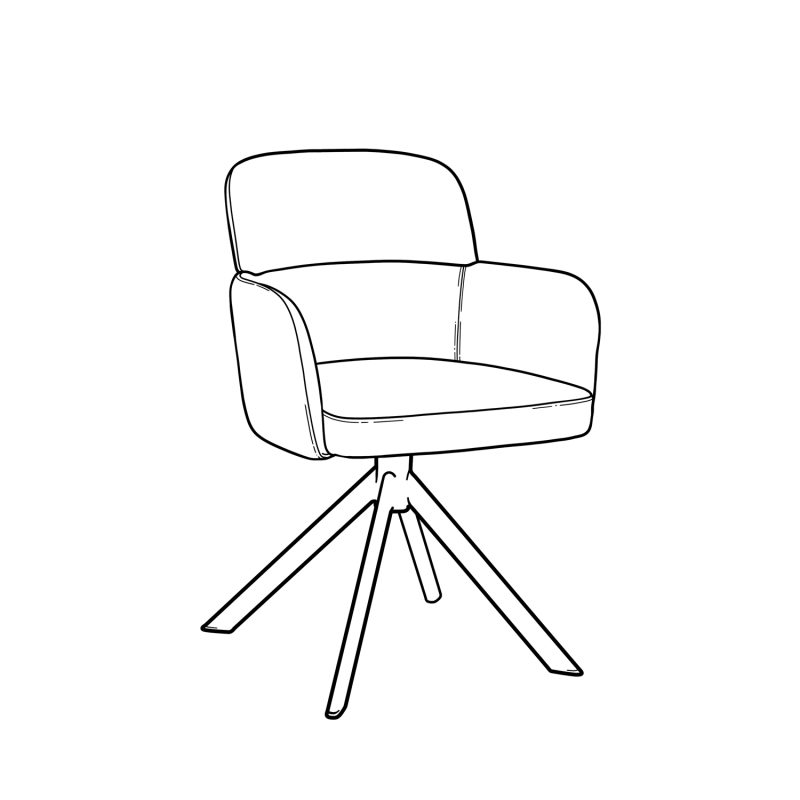 Fauteuil pivotant en tapisserie d'ameublement brun taureau - Image 5