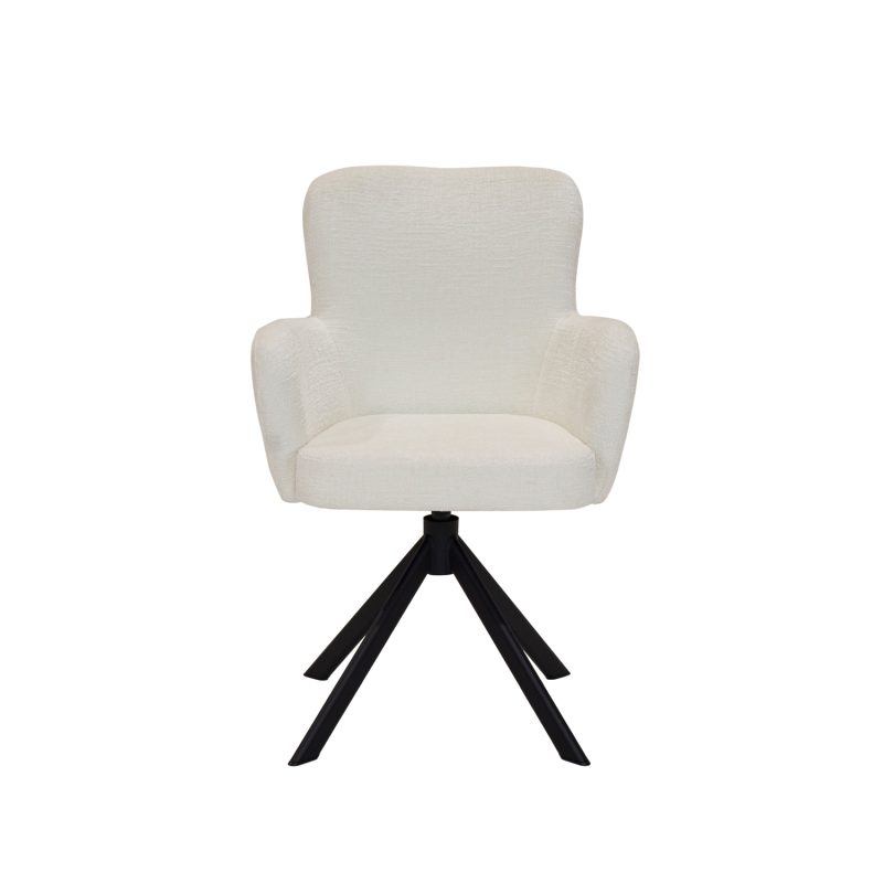 Fauteuil pivotant en blanc cassé, confort moelleux